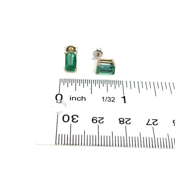 Natural Emerald Stud Earrings 14k White Gold 1.25 Cts Certified $3,490 215625 - Picture 8 of 9
